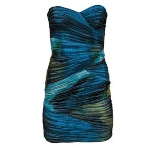 BCBGMaxazria Winnie Aquamarine Watercolor Bodycon Dress